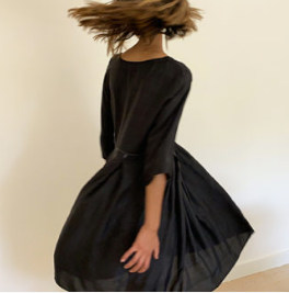 Camille black silk dress