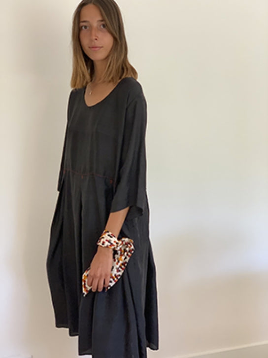 Camille black silk dress