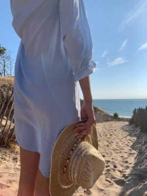 Blue sequined silk dress