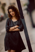 Claire black silk dress