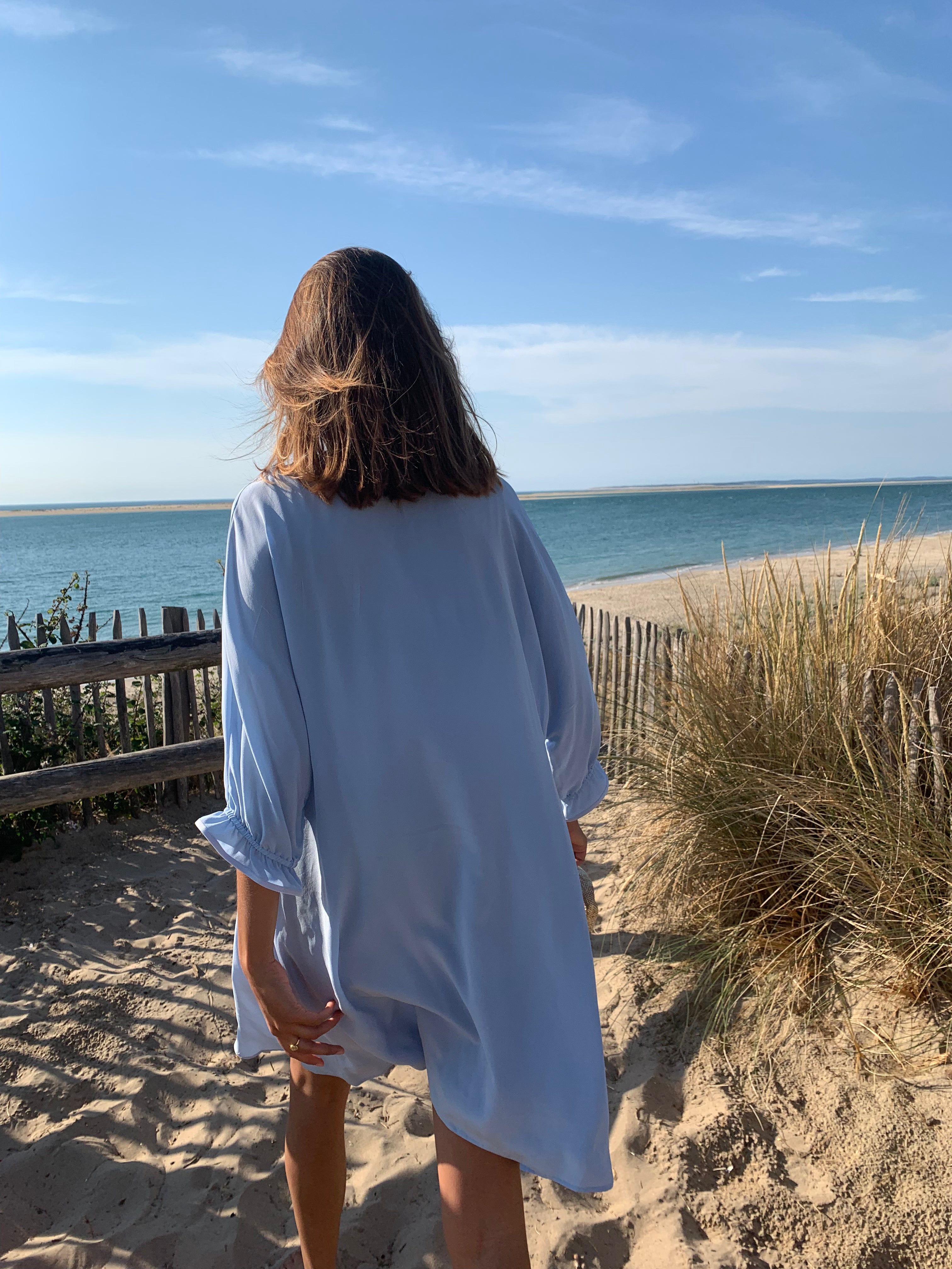 Blue sequined silk dress