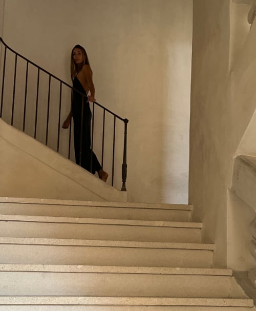 Lily black silk maxi dress