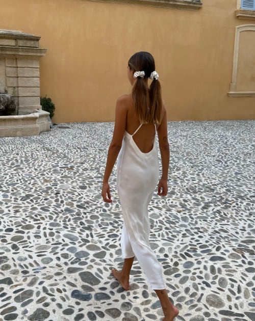 Lily ivory silk maxi dress